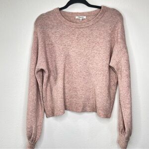 Madewell Gladwell Alpaca Wool Balloon-Sleeve Pink Pullover Sweater Size S